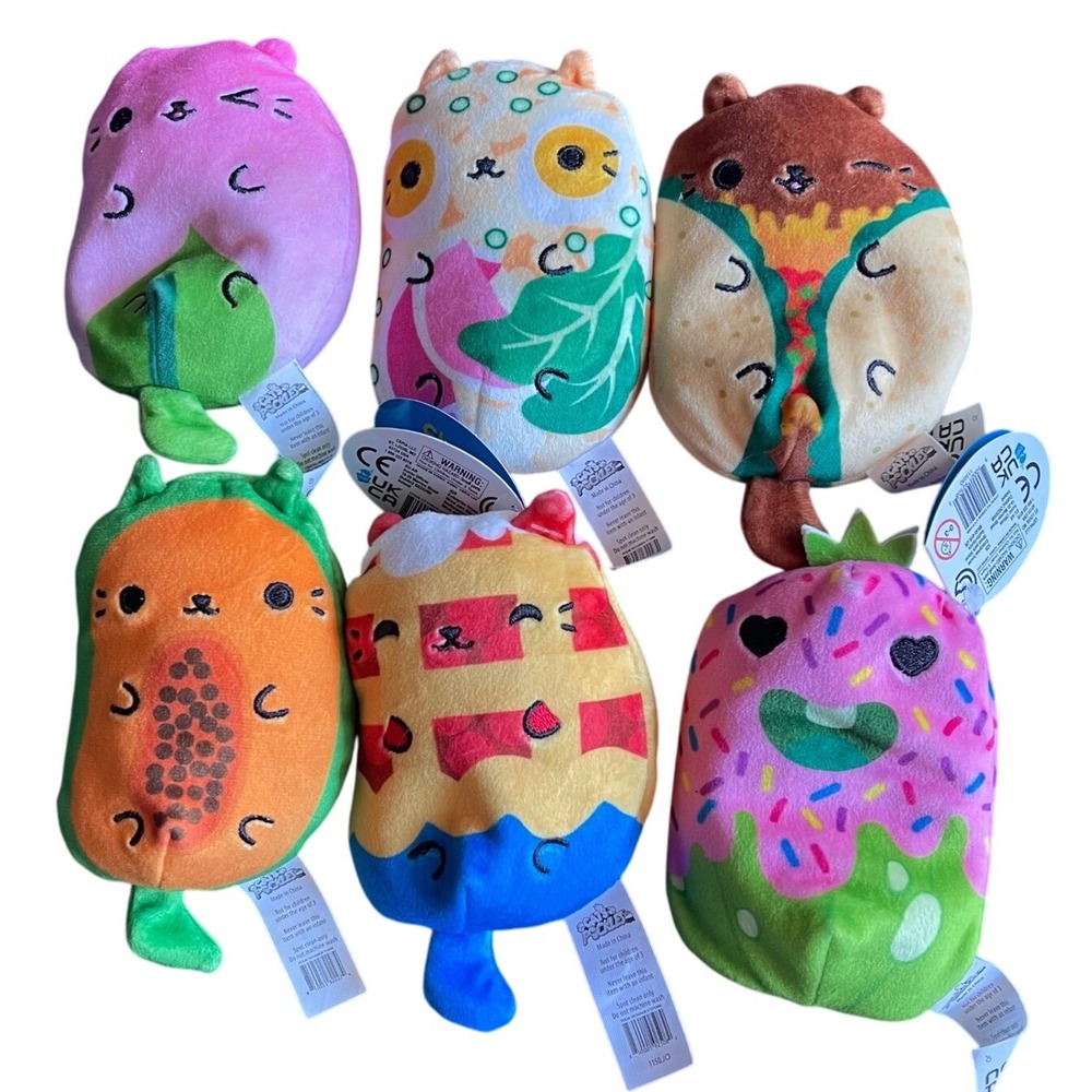 6 Cats vs Pickles Bean Bag Plush Toy Lot 1- Ramen Pie Fruit‎ Taco Sprinkles
